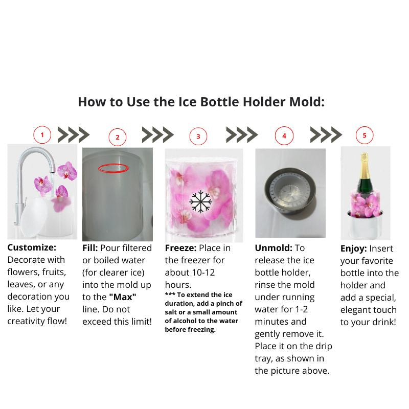 Beverage Bottle Holder – Ice Mold + Stainless Steel Stand