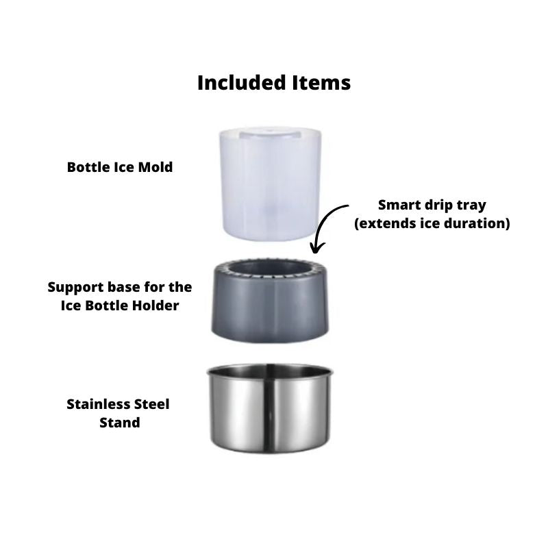 Beverage Bottle Holder – Ice Mold + Stainless Steel Stand