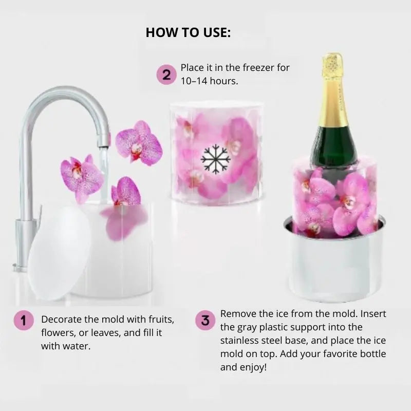 ice bottle mold, ice wine cooler, ice bottle holder, champagne chiller, wine party table decor