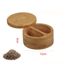 Étagère à épices en bambou avec couvercle pivotant et cuillère