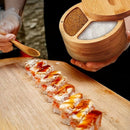 Étagère à épices en bambou avec couvercle pivotant et cuillère