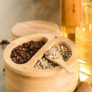 Étagère à épices en bambou avec couvercle pivotant et cuillère