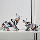 Elephant Figurine Collection with Geometric Patterns