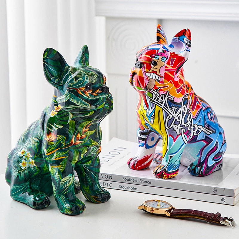 Farbige Bulldoggen-Skulptur