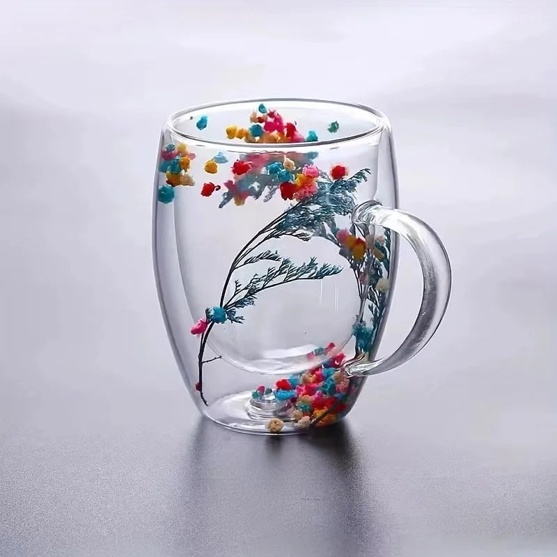Tasse à double motif floral 