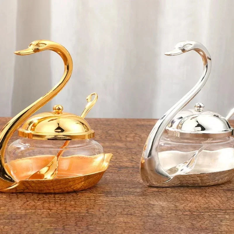 Pot à miel et étagère à épices Swan