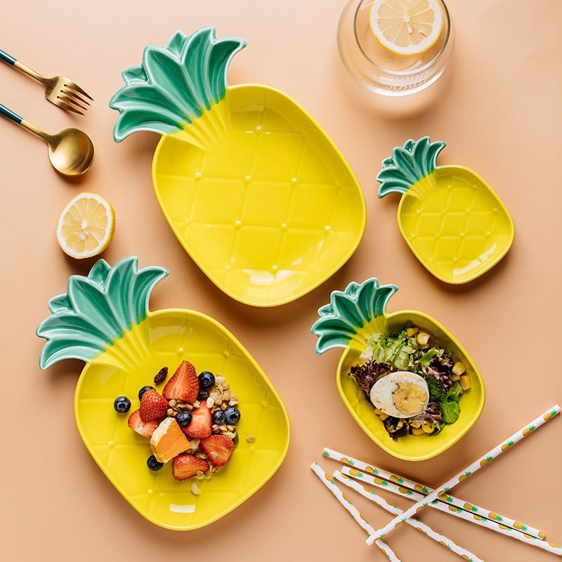 Assiettes en céramique ananas