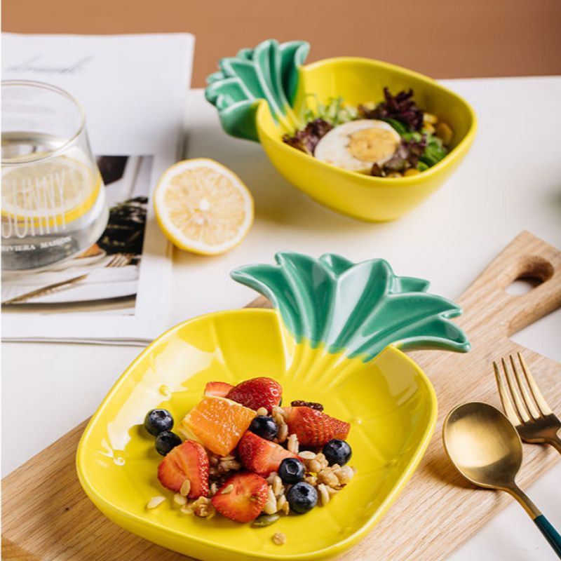 Assiettes en céramique ananas