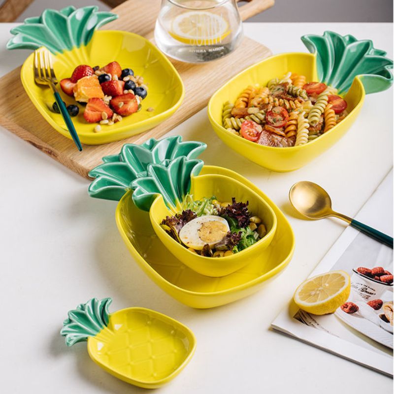 Assiettes en céramique ananas
