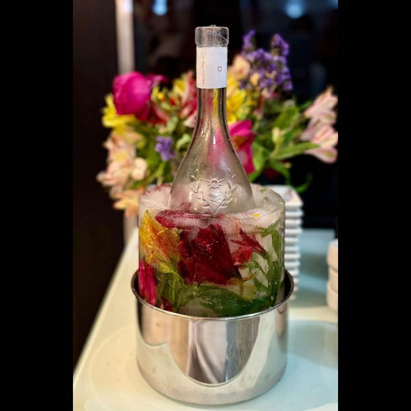 Beverage Bottle Holder – Ice Mold + Stainless Steel Stand