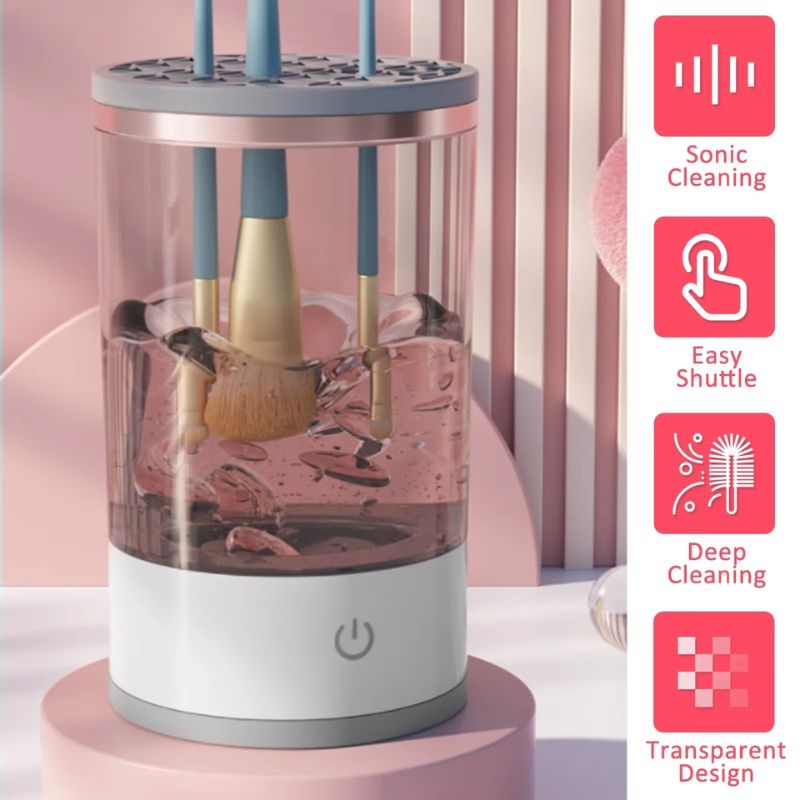 Nettoyeur de pinceaux de maquillage électrique - 3 en 1