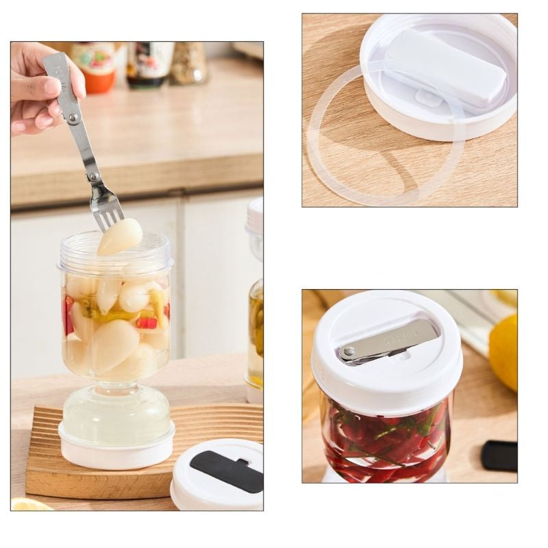 Pot à cornichons multi-usages avec égouttoir à liquide 