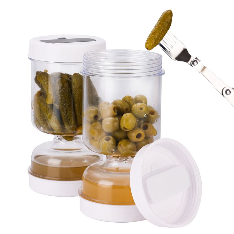 Pot à cornichons multi-usages avec égouttoir à liquide 