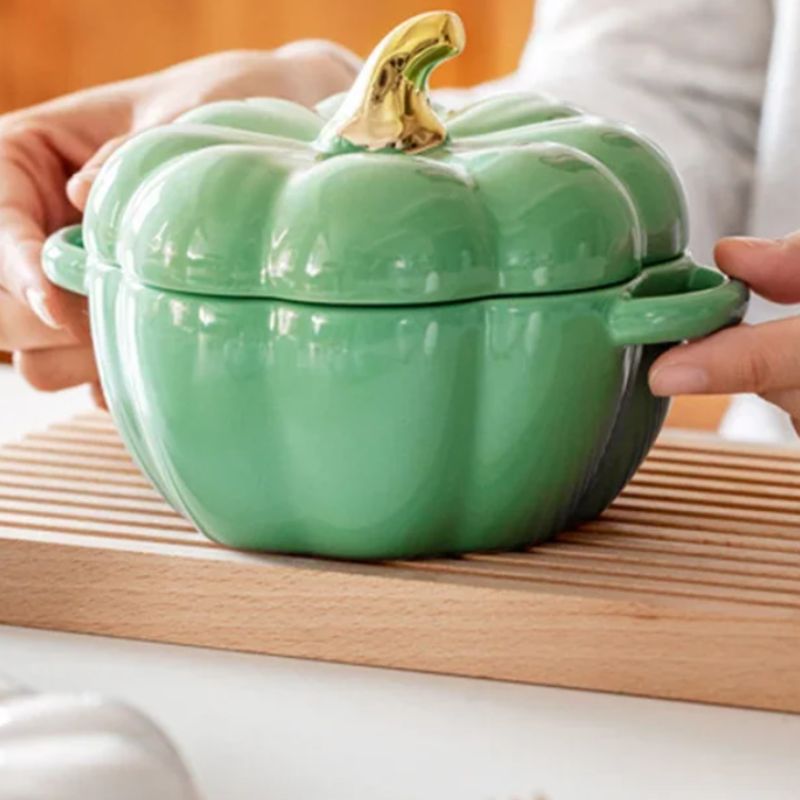 Pumpkin-Shaped Ceramic Bowl