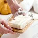 Wooden Butter Dish with Glass Lid
