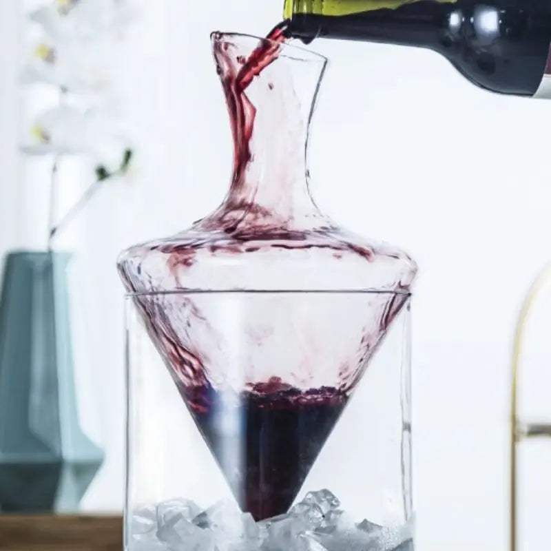 wine decanter, glass wine decanter, modern decanter, wine aerator, ice base decanter, wine accessories, elegant wine gift