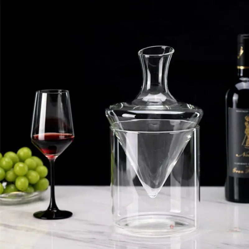wine decanter, glass wine decanter, modern decanter, wine aerator, ice base decanter, wine accessories, elegant wine gift