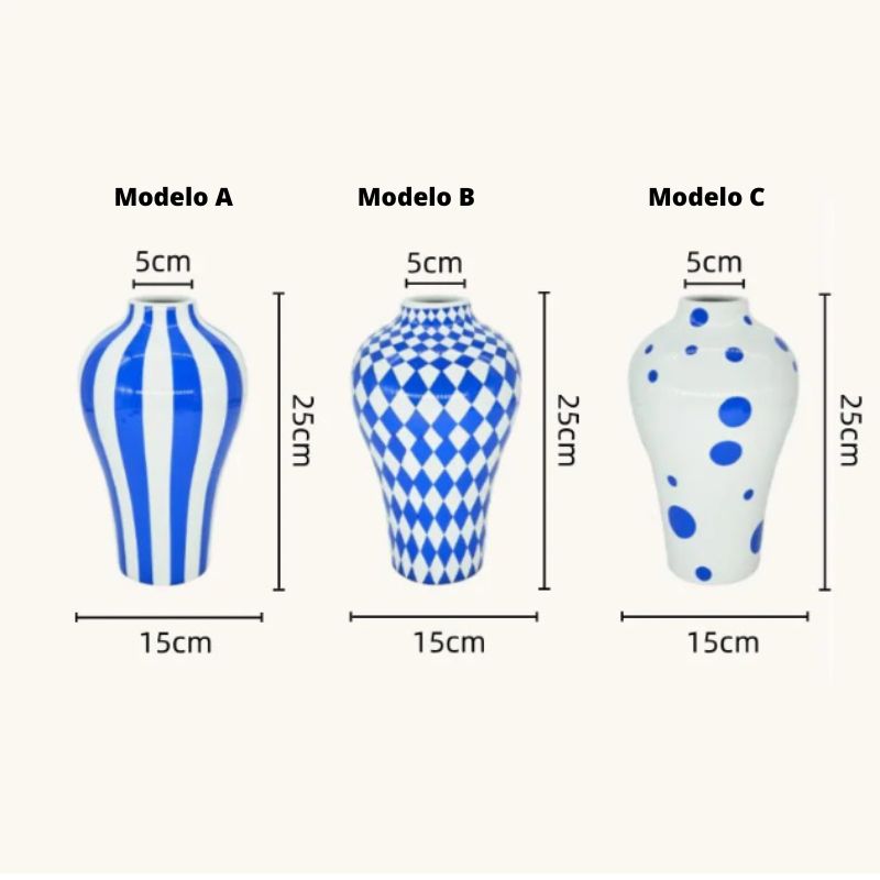 Geometrische blaue Keramikvase